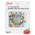 Dritz Color Ball Pins - 1.25" Assorted Colors - 100 ct