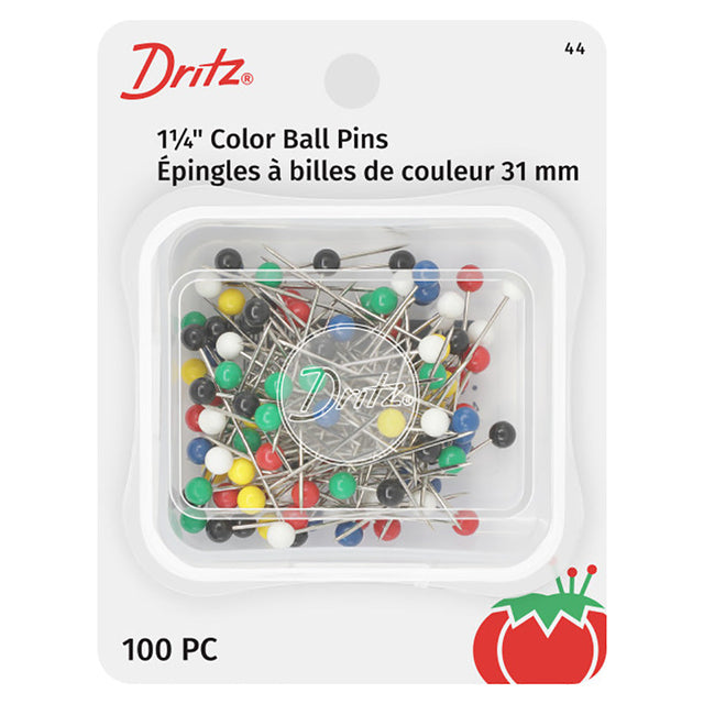 Dritz Color Ball Pins - 1.25" Assorted Colors - 100 ct