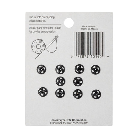 Dritz Sew On Snaps Size 1/0 - Black, 10ct