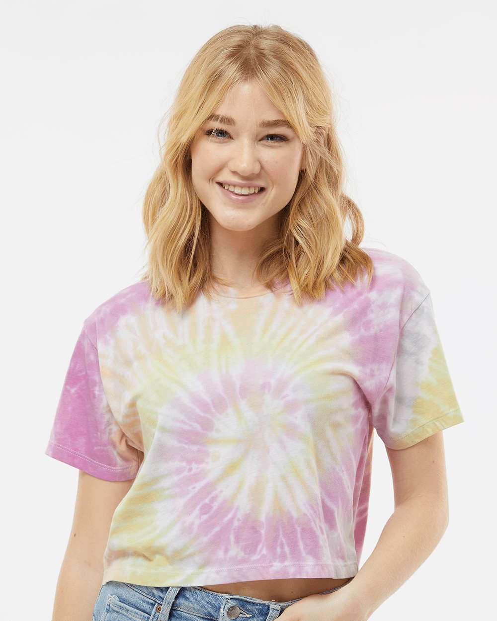 Colortone® Women's crewneck Short Sleeve Tie-Dyed Crop T-Shirt