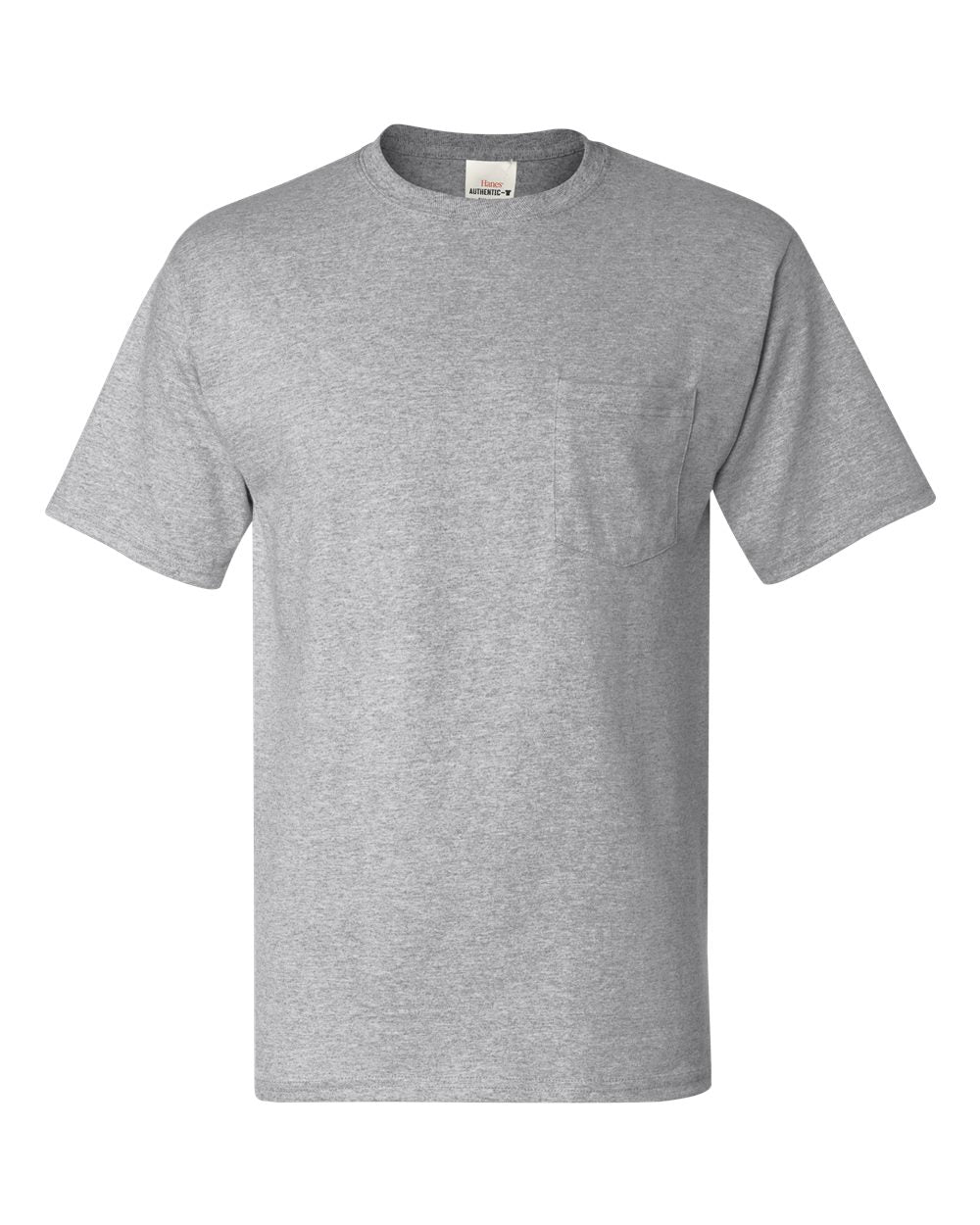 Hanes® Authentic Crewneck Short Sleeve Pocket T-Shirt