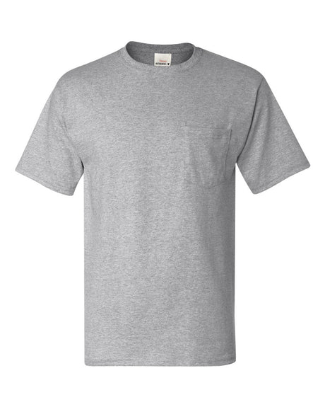 Hanes® Authentic Crewneck Short Sleeve Pocket T-Shirt