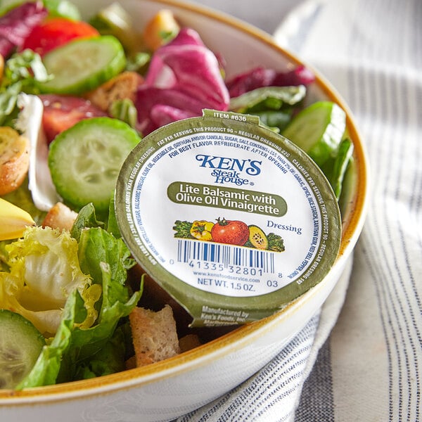 Ken's Foods 1.5 oz. Lite Balsamic with Olive Oil Vinaigrette Dressing Cup - 100/Case