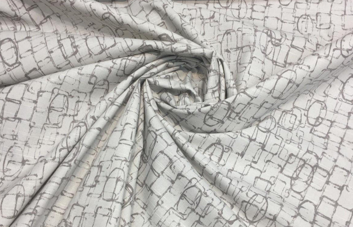 Jetset Abstract Clay Home Accent Ronnie Gold Design Cotton Fabric - Gray White Abstract Pattern, 56" Width (1 Yard)
