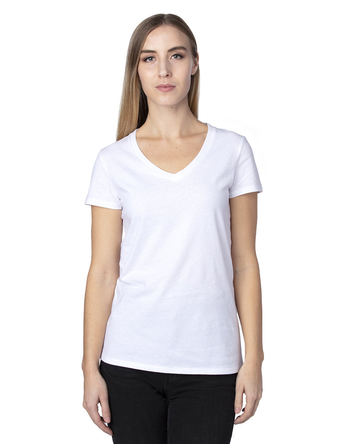 Ladies' Ultimate CVC V-Neck T-Shirt