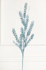 34" Blue Glitter Fern Spray