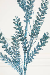 34" Blue Glitter Fern Spray