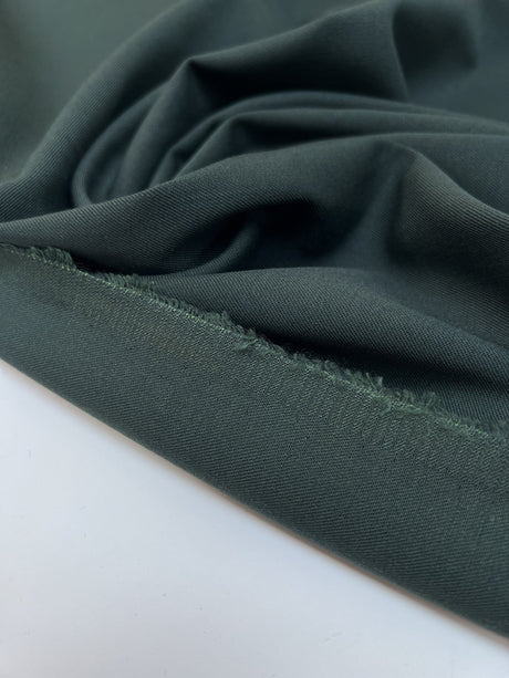 Wool Stretch Twill Fabric Green