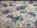 Estanque Cotton Fabric - Blue Green Large Flowers, 55" Width (1 Yard)