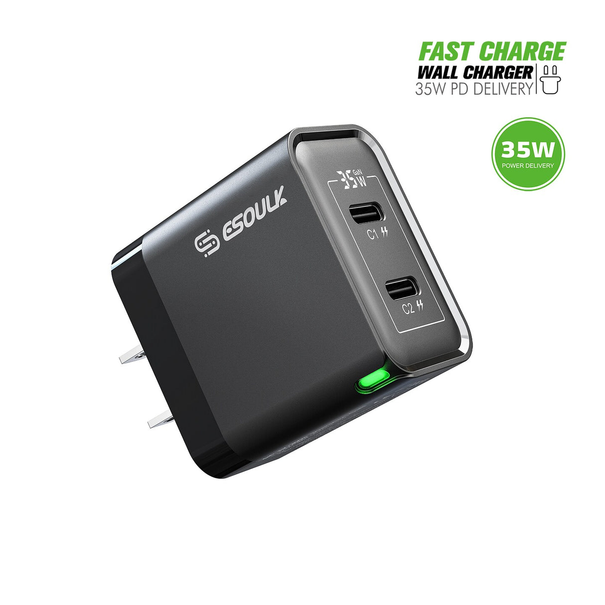 35W Gan Dual USB-C Wall Charger 12/48 - 3 COUNT