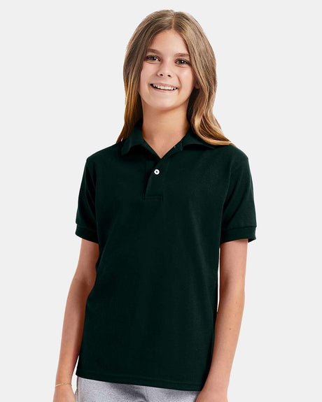 Hanes Youth Ecosmart Jersey Collared Short Sleeve Polo by HANES