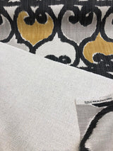 Rejas Linen Upholstery Fabric - Yellow Gray Geometric Pattern, 56" Width (By The Yard)