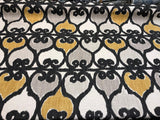 Rejas Linen Upholstery Fabric - Yellow Gray Geometric Pattern, 56" Width (By The Yard)