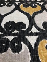 Rejas Linen Upholstery Fabric - Yellow Gray Geometric Pattern, 56" Width (By The Yard)