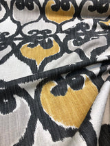 Rejas Linen Upholstery Fabric - Yellow Gray Geometric Pattern, 56" Width (By The Yard)