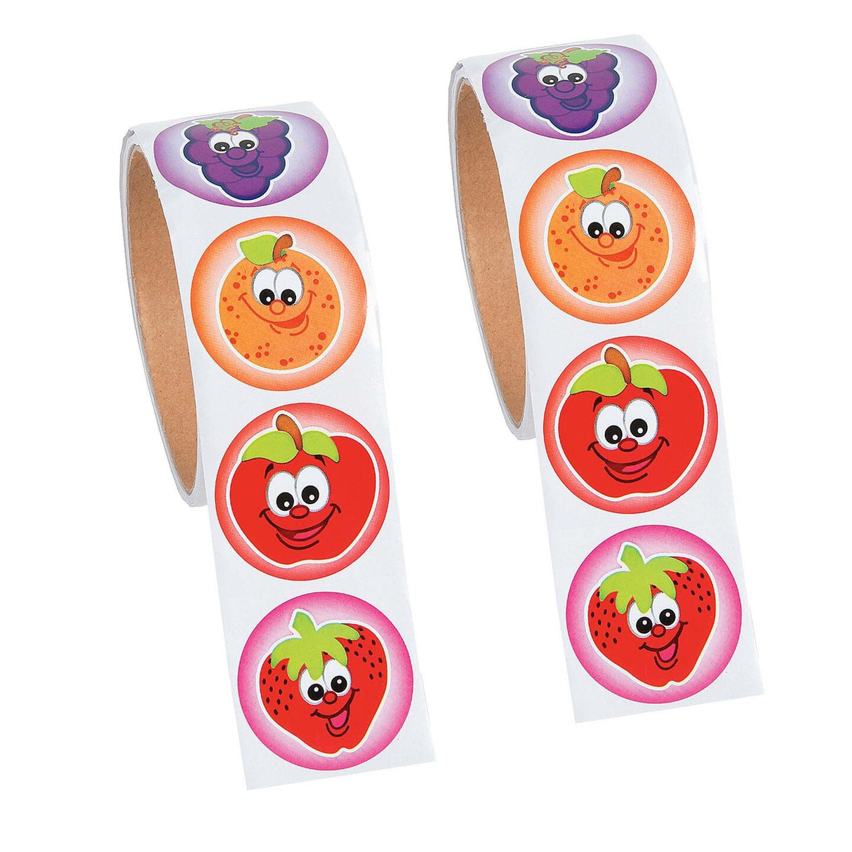 1 1/2" Multicolor Fruit Sticker Roll 100 Pieces