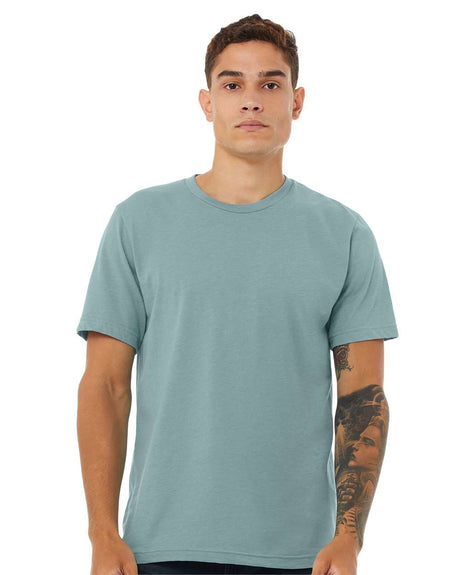 BELLA + CANVAS Crewneck Short Sleeve CVC Jersey Tees in Heather Prism Lilac