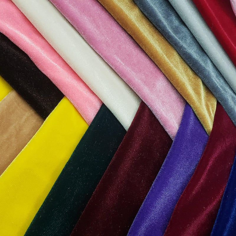 Stretch Velvet Spandex Fabric - Solid, 58" Width (1 Yard)