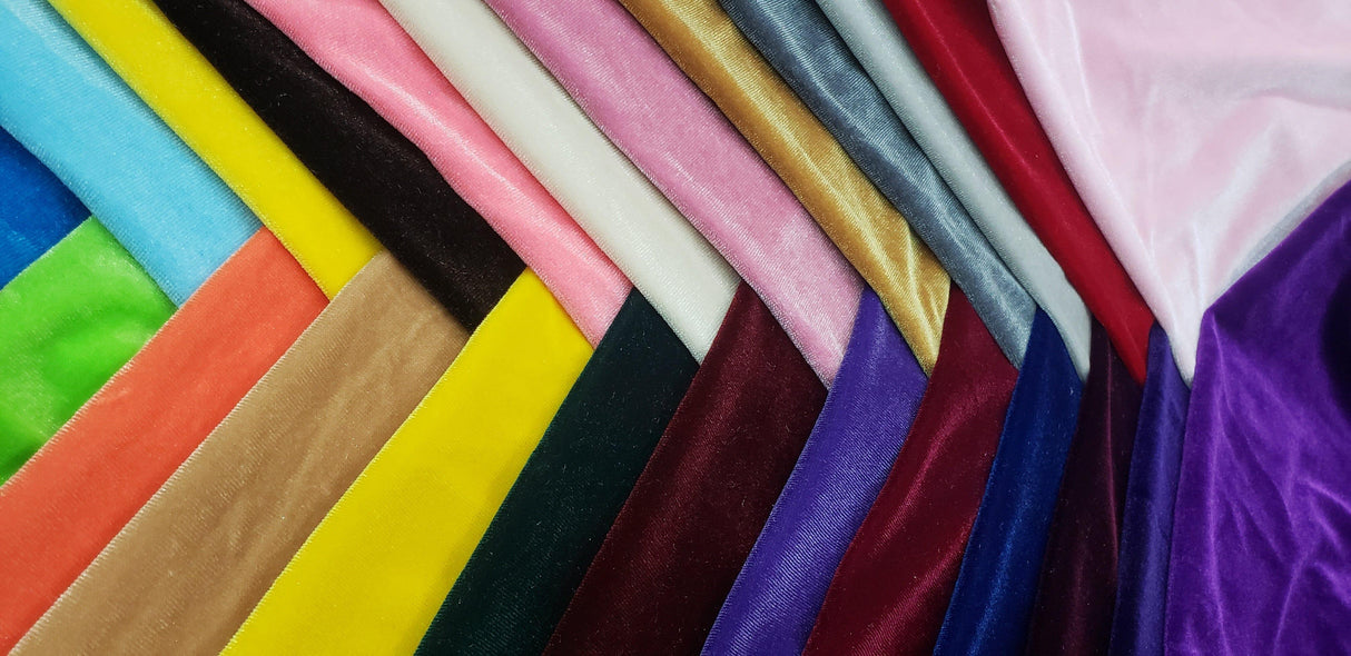 Stretch Velvet Spandex Fabric - Solid, 58" Width (1 Yard)