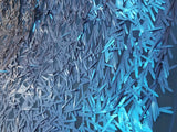1 Yard Royal Blue/Black Long Teardrop Sequins Fabric on Black Mesh 50/52 Inch Width