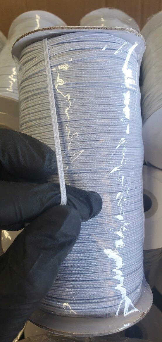 Braided Elastic Fabric - White, Black, 1/8" Width (220 Yard Spool)