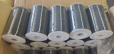 Braided Elastic Fabric - White, Black, 1/8" Width (220 Yard Spool)