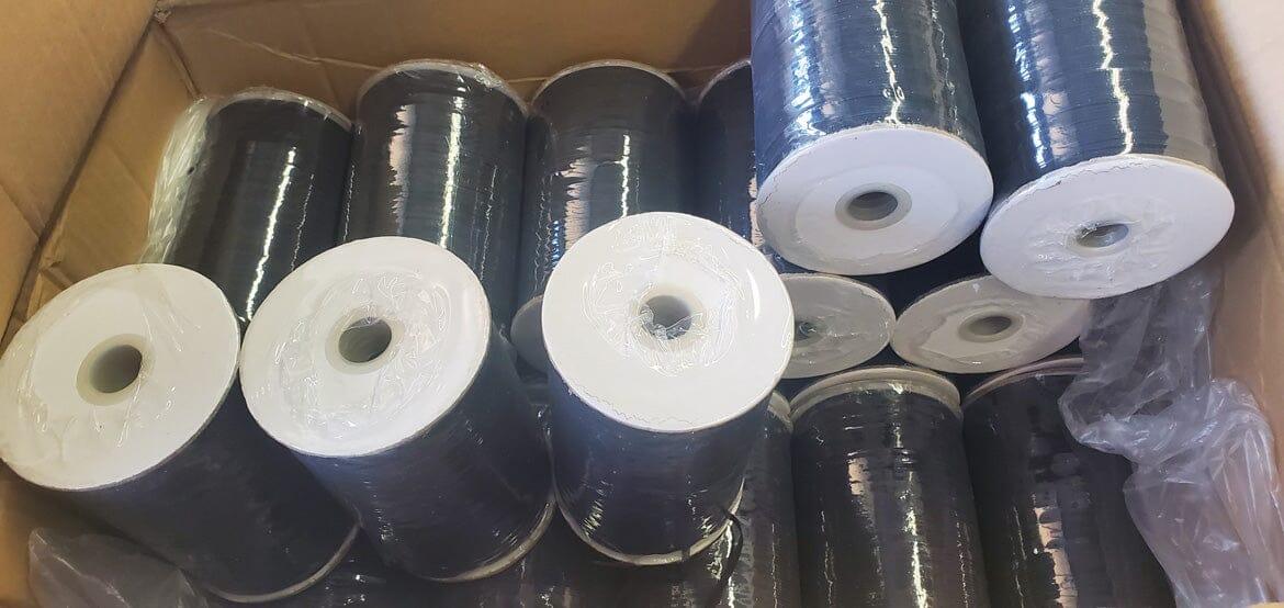 Braided Elastic Fabric - White, Black, 1/8" Width (220 Yard Spool)