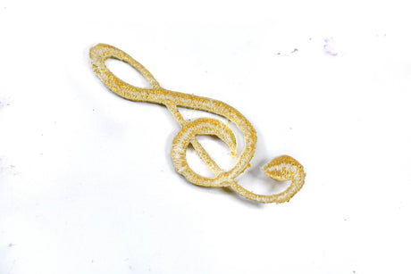 Embroidered Music Note Patch Gold