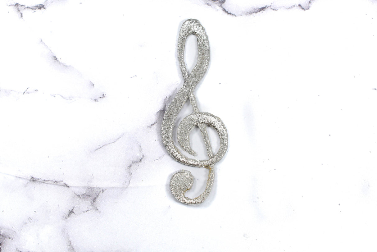 Embroidered Music Note Patch Gold