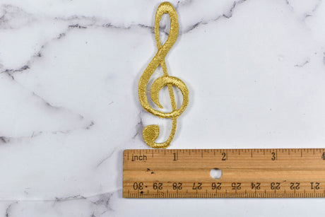 Embroidered Music Note Patch Gold
