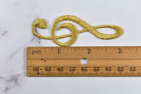 Embroidered Music Note Patch Gold