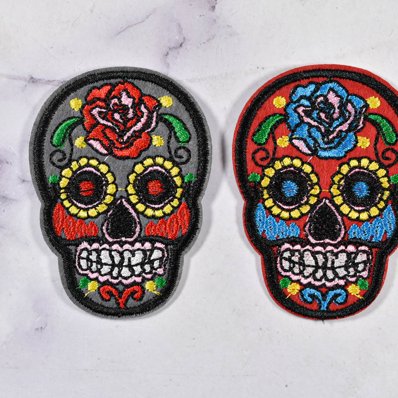 Embroidered Sugar Skull Iron-On Patch