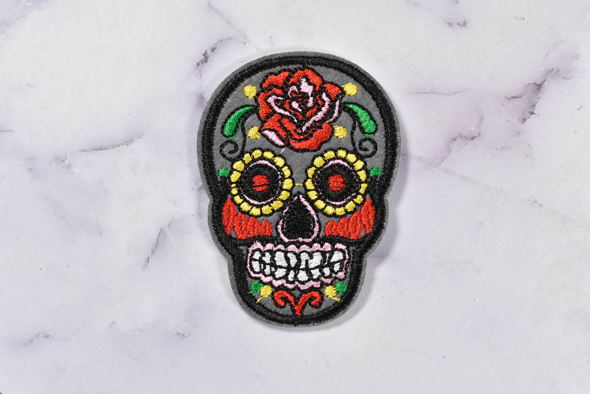 Embroidered Sugar Skull Iron-On Patch