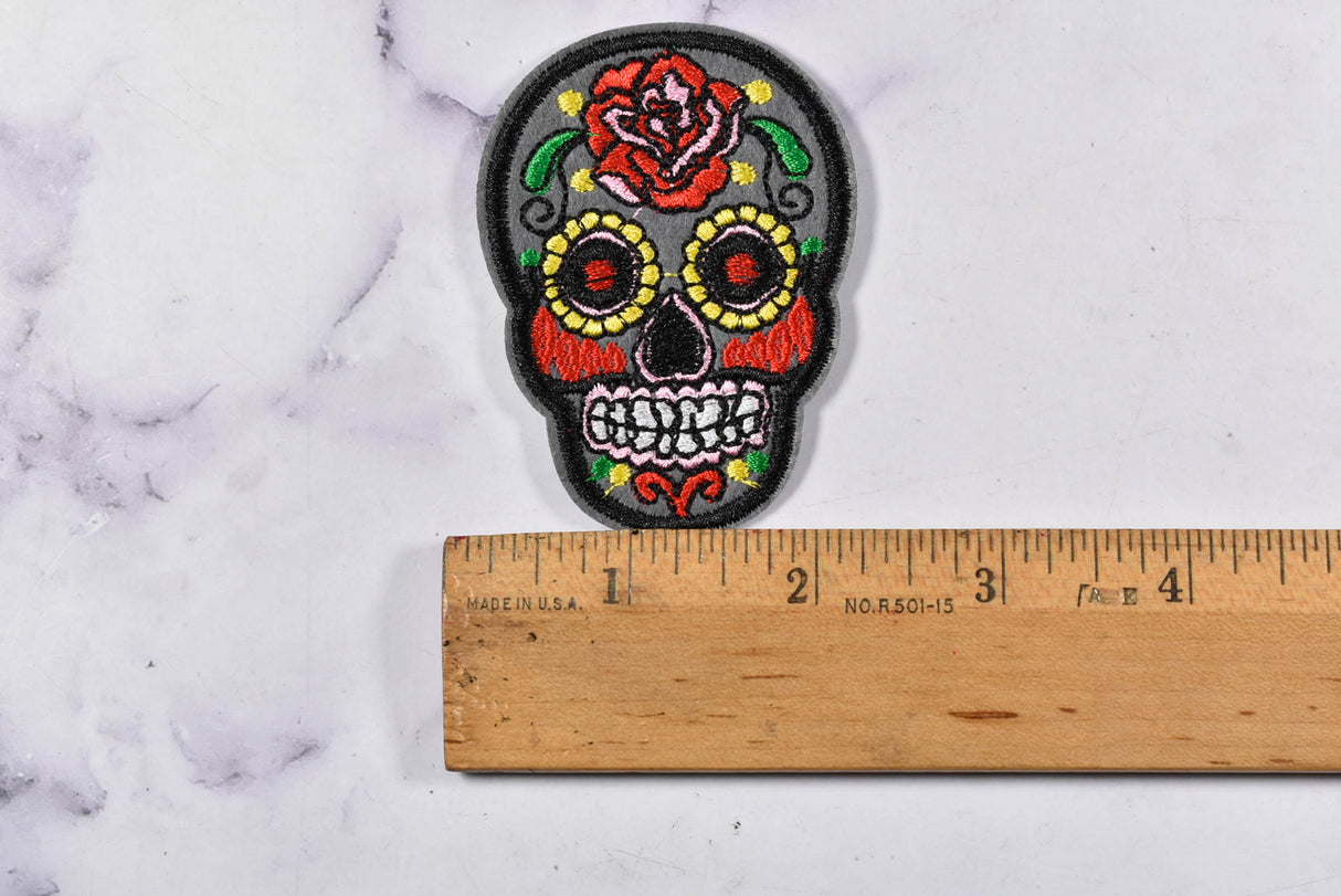Embroidered Sugar Skull Iron-On Patch