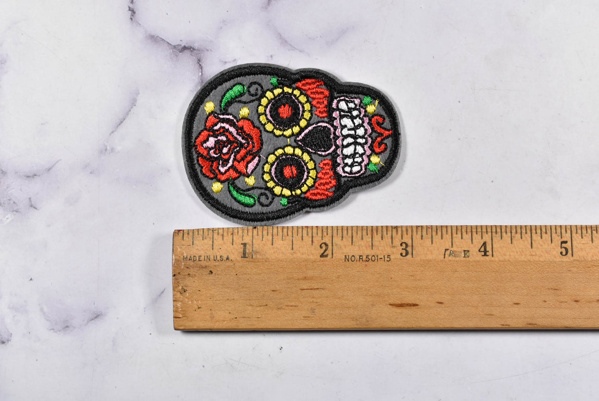 Embroidered Sugar Skull Iron-On Patch