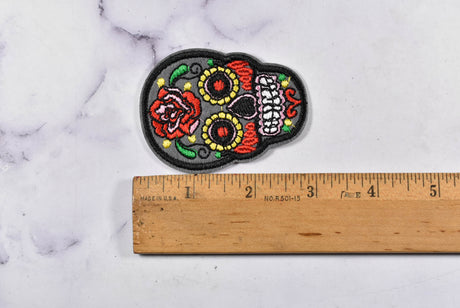 Embroidered Sugar Skull Iron-On Patch