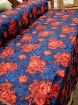 1 Yard Merlot Solar Gold Floral Crushed Velvet Stretch Fabric for Apparel Upholstery Décor 60 Inch Width
