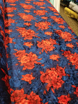 1 Yard Merlot Solar Gold Floral Crushed Velvet Stretch Fabric for Apparel Upholstery Décor 60 Inch Width