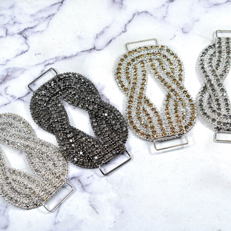 Rhinestone Connector Applique Knotted Clear 4.50 x 2.50