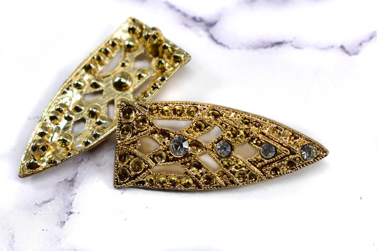 Rhinestone Connector Gold Teardrop
