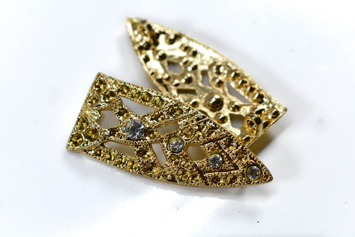 Rhinestone Connector Gold Teardrop