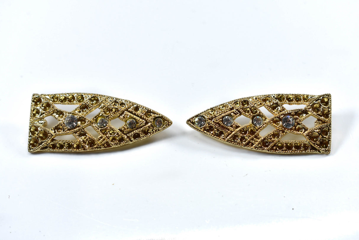 Rhinestone Connector Gold Teardrop