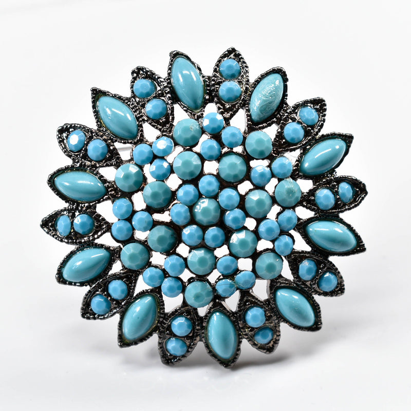 Brooch Turquoise Rock Pin Vintage 2.25"