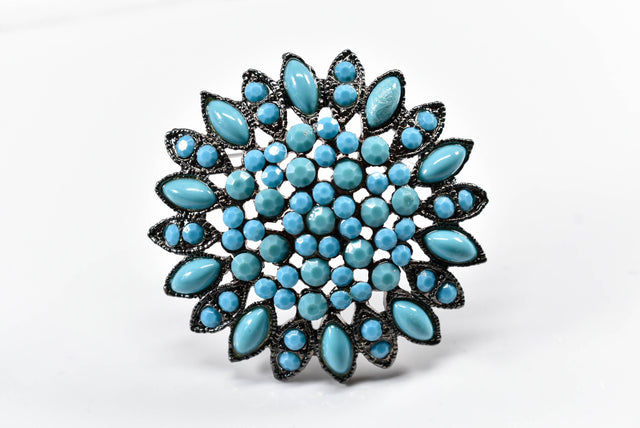 Brooch Turquoise Rock Pin Vintage 2.25"