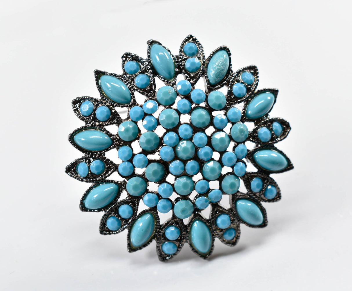 Brooch Turquoise Rock Pin Vintage 2.25"