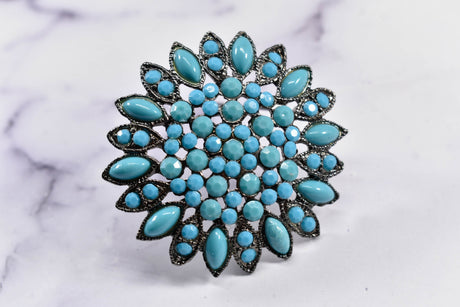 Brooch Turquoise Rock Pin Vintage 2.25"