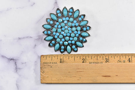 Brooch Turquoise Rock Pin Vintage 2.25"