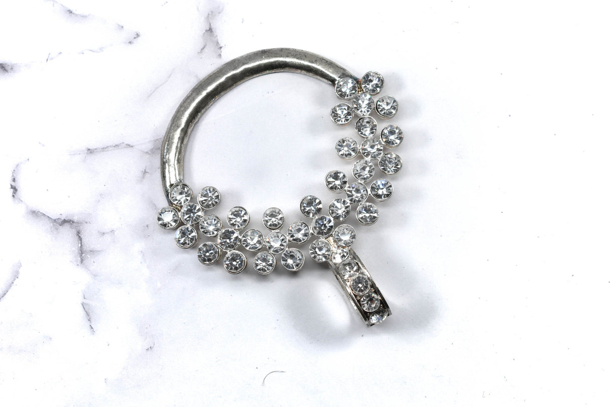 Rhinestone Connector Circular Vintage Silver 4.5in
