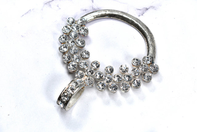 Rhinestone Connector Circular Vintage Silver 4.5in