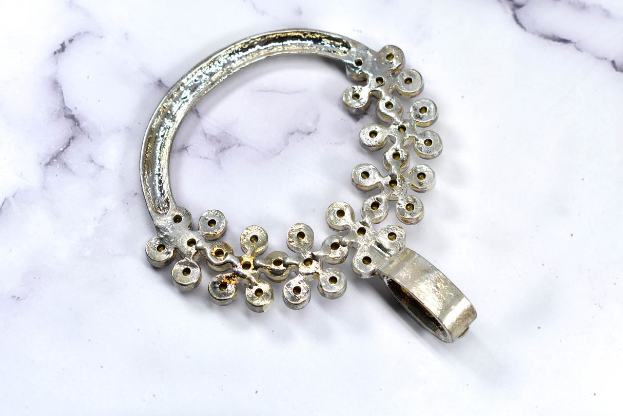 Rhinestone Connector Circular Vintage Silver 4.5in